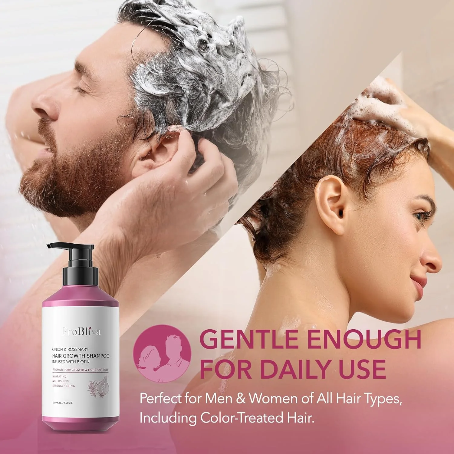 شامپو تقویت کننده مو پیاز و رزماری: شامپو غنی شده با بیوتین باعث رشد موهای سالم تر، ضخیم تر و قوی تر برای آقایان و بانوان می شود - مبارزه با ریزش مو، تغذیه پوست سر، ضخیم شدن موهای نازک - 500 میلی لیتر