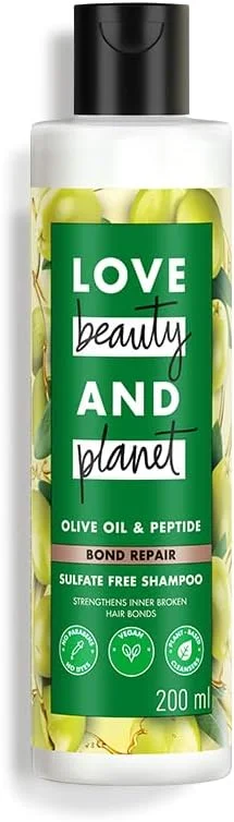 شامپو تقویت کننده و افزایش طول مو Love Beauty And Planet حاوی روغن زیتون و پپتید، بدون سولفات و پارابن، 200 میلی لیتر