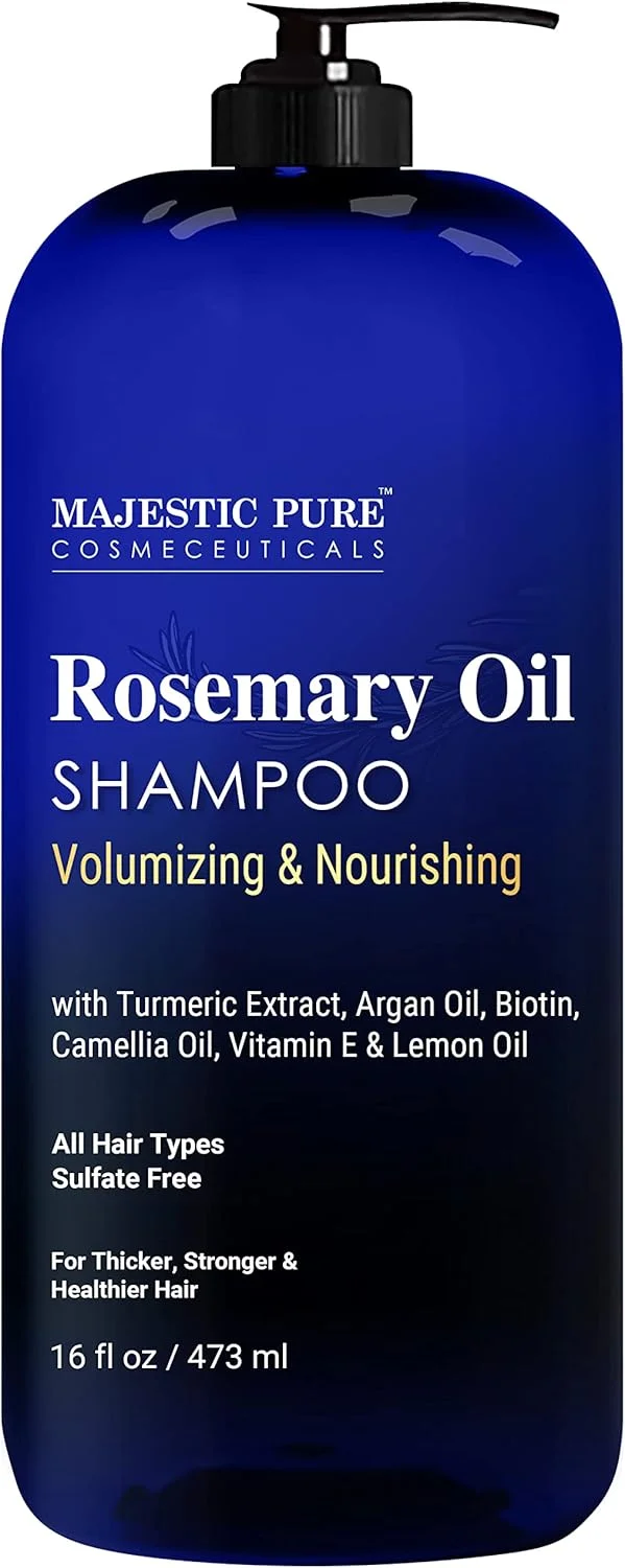 شامپو رزماری مجستیک پیور، بدون سولفات با روغن خالص رزماری، تقویت کننده رشد و ضد ریزش مو برای آقایان و بانوان - 473 میلی لیتر
