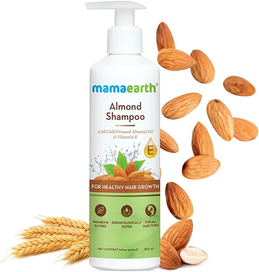 شامپو بادام ماماارت برای رشد موهای سالم و تغذیه عمیق با روغن بادام و ویتامین E، فاقد پارابن و SLS، مناسب برای موهای رنگ شده، 100% وگان برای موهای خشک - سفید