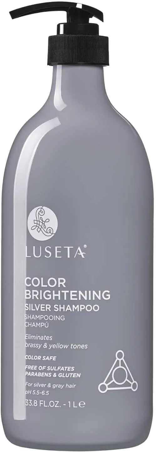 شامپو نقره ای روشن کننده رنگ لوسِتا، از بین برنده رنگ های زرد در موهای بلوند، تغذیه عمیق برای موهای نقره ای و خاکستری، افزایش درخشندگی موهای رنگ شده، 1000 میلی لیتر
