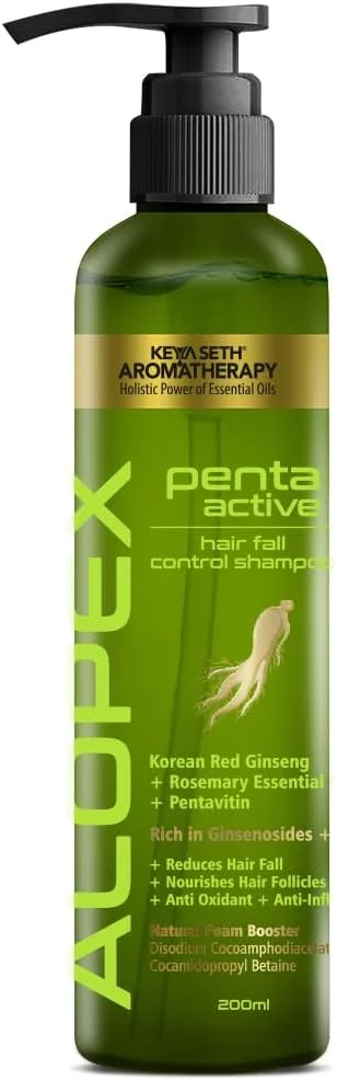 شامپو کنترل ریزش مو آلوپکس پنتا اکتیو آروماتراپی KEYA SETH با بیوتین و پرو ویتامین B5 - القای رشد موی جدید و کاهش ریزش مو، برای آقایان و بانوان