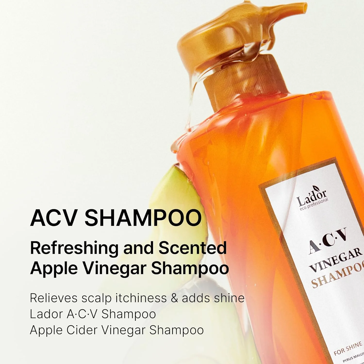 شامپو سرکه سیب شفاف کننده مو LA'DOR با درخت چای، متعادل کننده pH زیر اسیدی - درخشش براق و طراوت بخش برای شوره سر چرب و پوست سر چرب، فاقد سیلیکون، پارابن و سولفات، 430 میلی لیتر، محصول کره ای LADOR