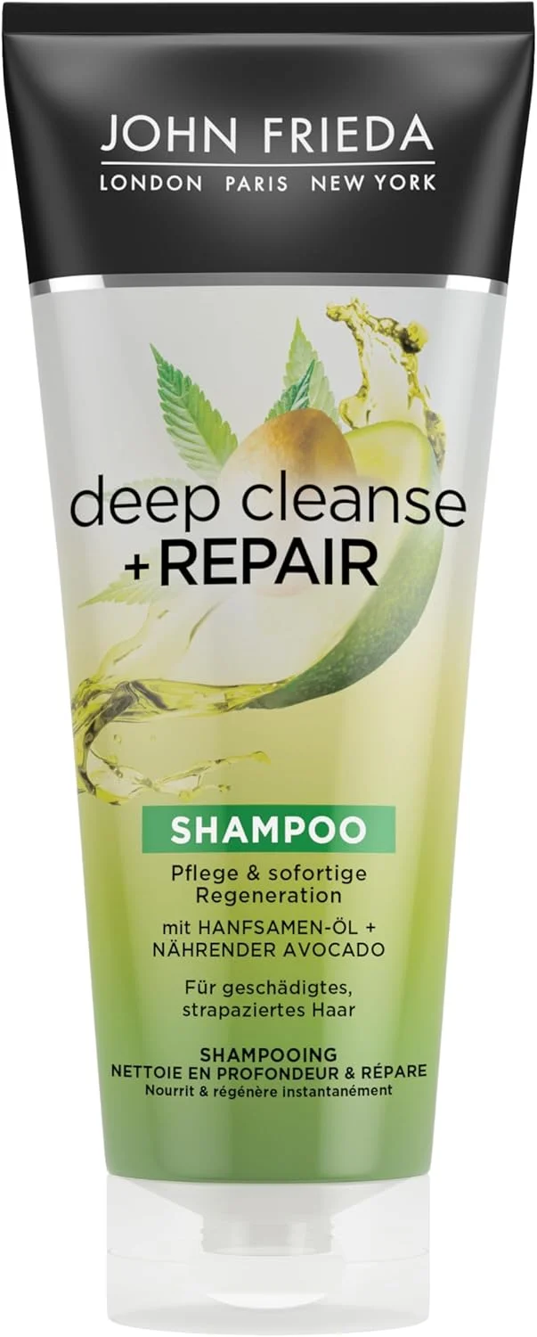 شامپو پاک کننده عمیق و ترمیم کننده جان فریدا – حجم: 250 میلی لیتر – مراقبت و احیای فوری – حاوی آووکادو مغذی