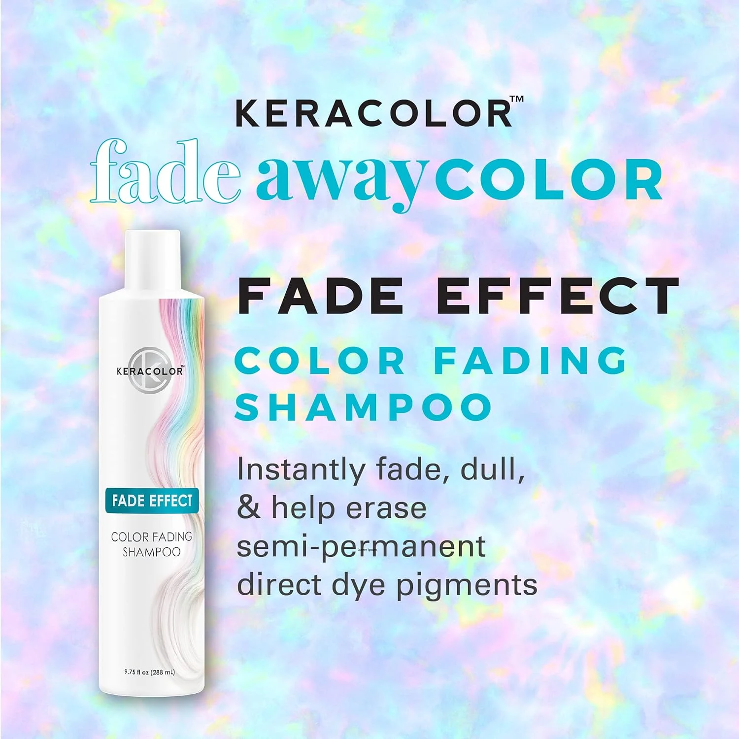 شامپو محو کننده رنگ مو Keracolor Fade Effect - مناسب برای رنگ های نیمه دائمی برای کاهش شدت رنگ، 289 میلی لیتر