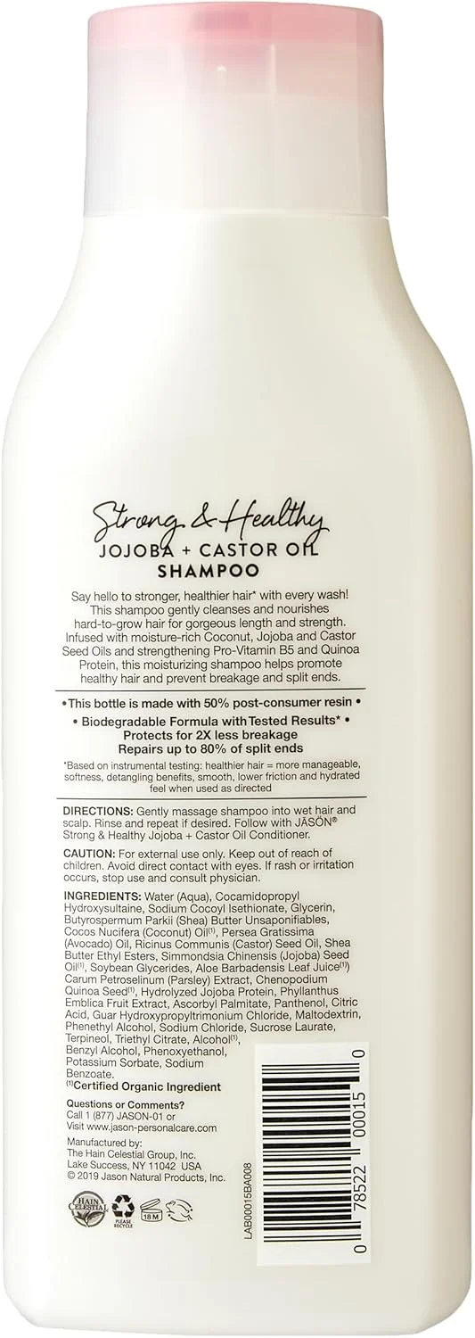 شامپو روغن جوجوبا و کرچک ارگانیک جیسون نچرال، 473 میلی لیتر