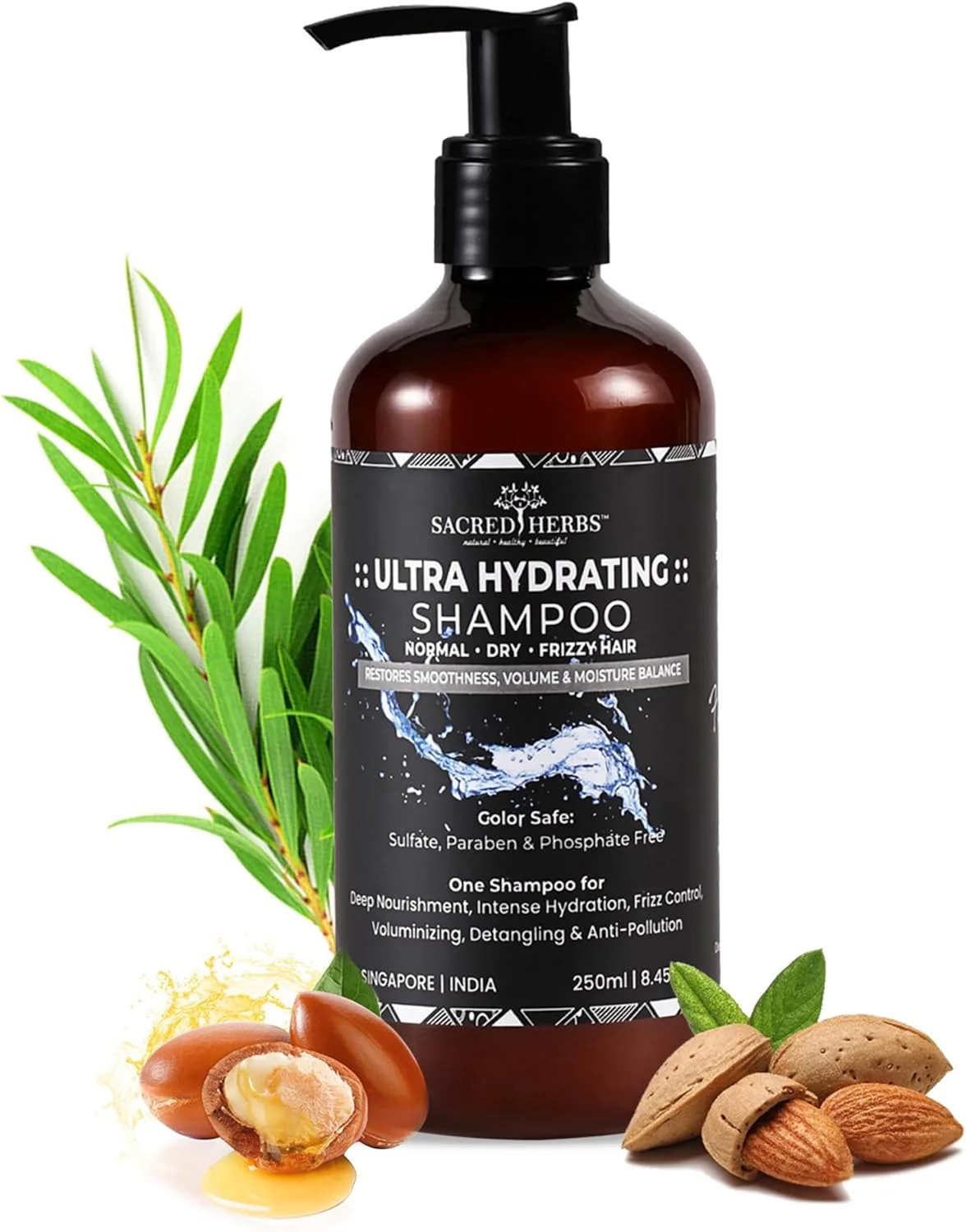 شامپو فوق آبرسان گیاهان مقدس برای موهای خشک، کدر، وز و کم آب | بهبود 82 درصدی شانه زدن مرطوب و خشک | 86% آبرسانی بیشتر | فاقد پارابن و سولفات - 250 میلی لیتر (شامپو، 1)