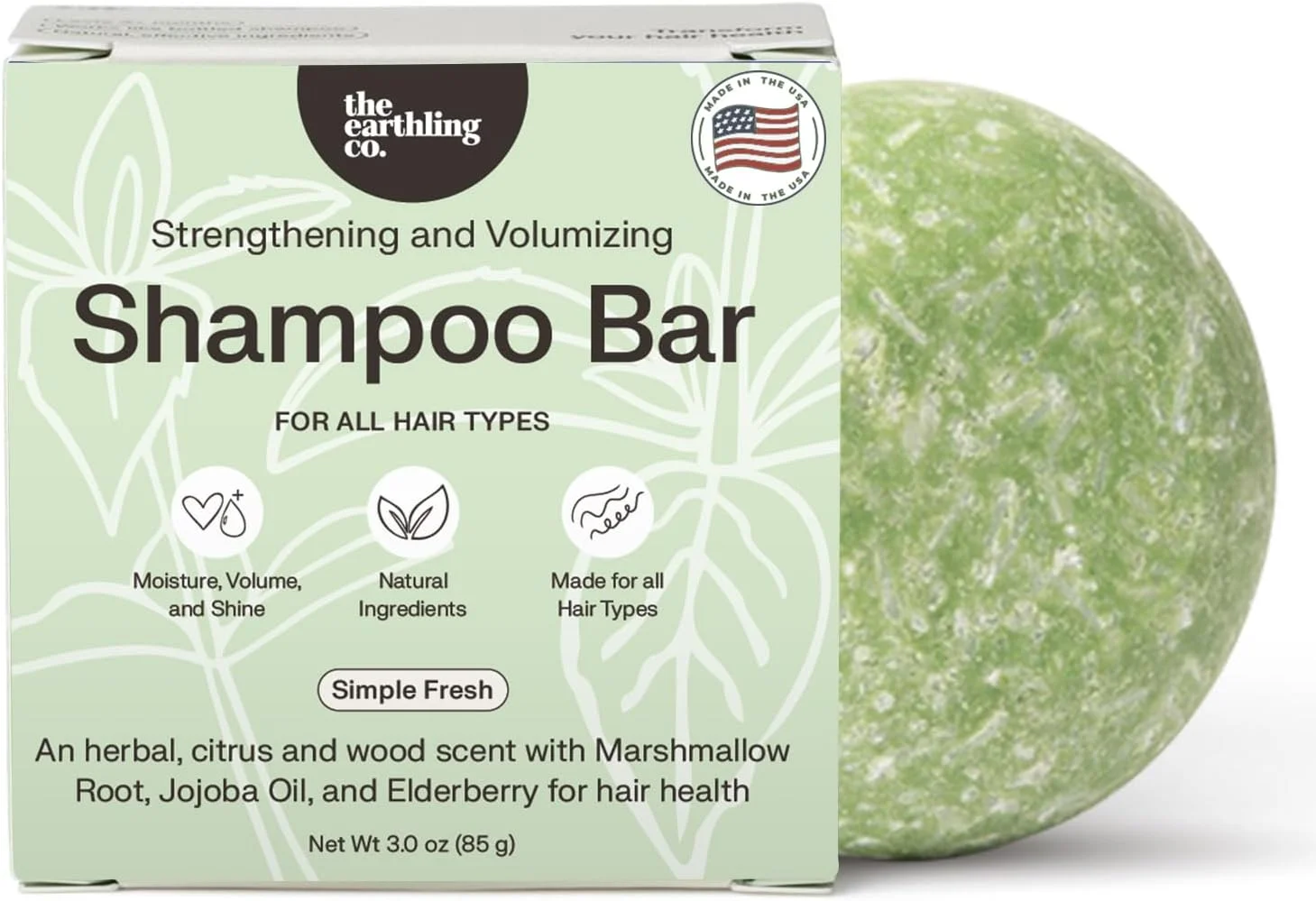 شامپو بار ساده و تازه Earthling Co. - شامپو مو گیاهی برای انواع مو - فاقد پارابن، سیلیکون و سولفات برای مردان، زنان و کودکان - کم زباله و بدون پلاستیک شامپو بار ساده و تازه Earthling Co. - شامپو مو گیاهی برای انواع مو - فاقد پارابن، سیلیکون و سولفات برای مردان، زنان و کودکان - کم زباله و بدون پلاستیک