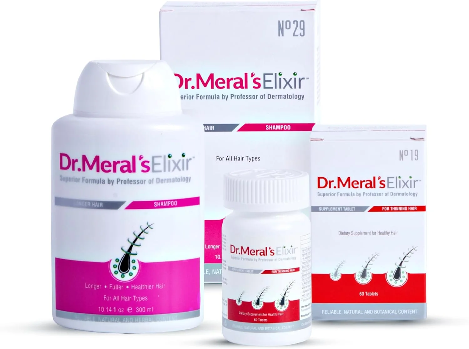 اکسیر دکتر مرال - کیت تقویت و افزایش طول مو برای بانوان: قرص و شامپو برای رشد سریعتر، ضخیم تر و بلندتر مو با بیوتین، ویتامین های ضروری مو و کود مو دانه شنبلیله