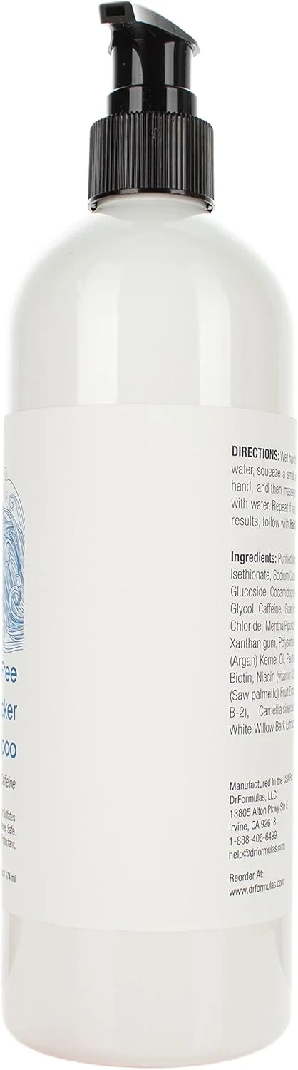 DrFormulas HairOmega DHT Blocker Shampoo Sulfate Free Shampoo - with Moroccan Argan Oil, Tea Tree Oil, Caffeine, Biotin for Hair Growth, 16 oz