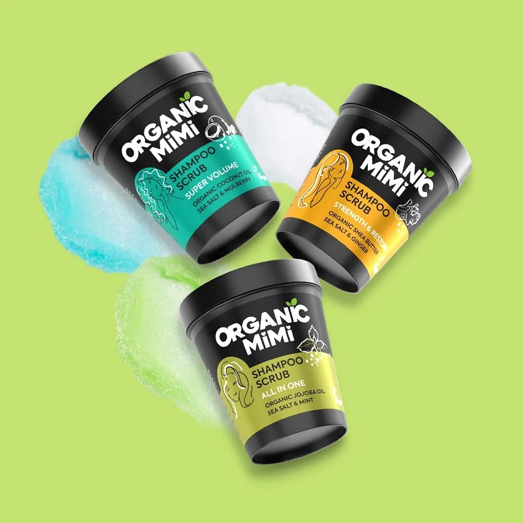 اسکراب شامپو حجم دهنده سوپر ارگانیک Mimi با نمک دریا و توت سفید 280 گرم
