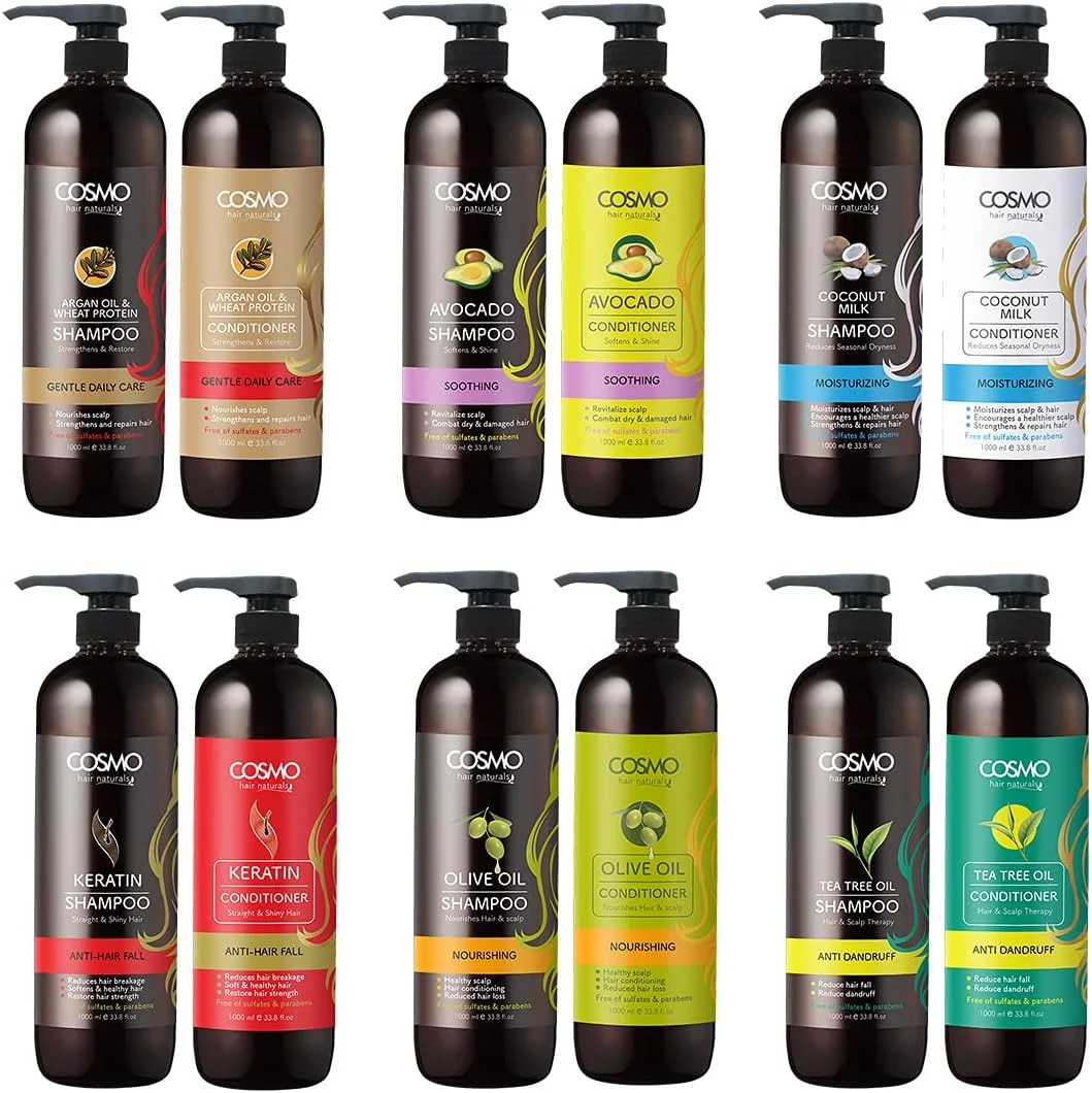 CD COSMO DESIGNS شامپو و نرم کننده مو Hair Naturals حجم 1000 میلی لیتر بسته دوتایی - بسته 6 عددی انواع مختلف - مراقبت روزانه ملایم - تسکین دهنده - مرطوب کننده - ضد ریزش مو - مغذی - ضد شوره