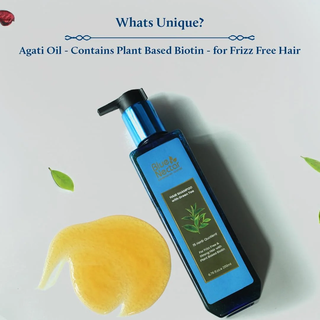 شامپو ضد وز مو Blue Nectar برای موهای خشک و وز | شامپو بیوتین طبیعی برای زنان و مردان (15 گیاه، 200 میلی لیتر)