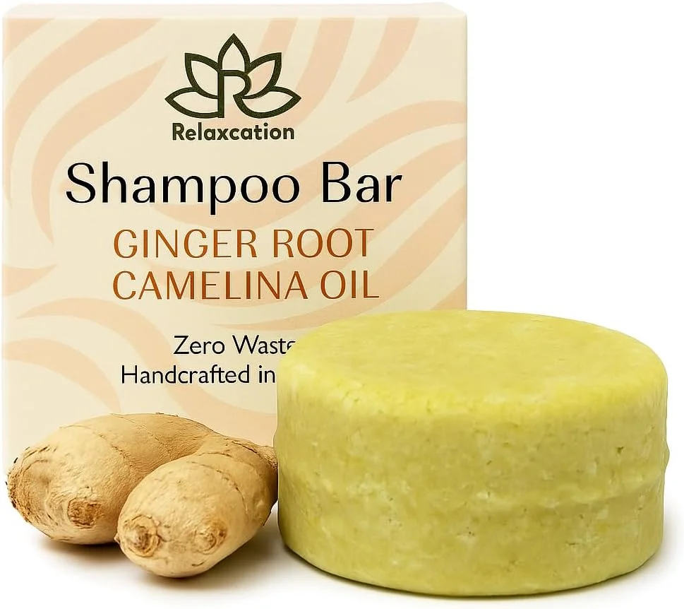 شامپو بار جامد زنجبیل ارگانیک برای رشد مجدد مو | ریشه زنجبیل، روغن کاملینا، زردچوبه، علف لیمو | شامپو ضد ریزش مو، ضد شوره و ضد خارش | ساخت آمریکا (1 بسته) شامپو بار جامد زنجبیل ارگانیک برای رشد مجدد مو | ریشه زنجبیل، روغن کاملینا، زردچوبه، علف لیمو | شامپو ضد ریزش مو، ضد شوره و ضد خارش | ساخت آمریکا (1 بسته)