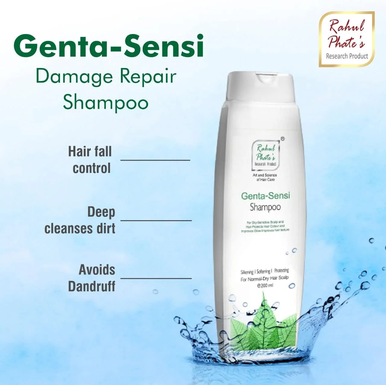 شامپو ترمیم کننده موهای آسیب دیده و وز Genta-Sensi از محصولات تحقیقاتی Rahul Phate، برای کنترل ریزش مو، شامپو ضد شوره برای موهای صاف، درخشان و قوی 200 میلی لیتر شامپو ترمیم کننده موهای آسیب دیده و وز Genta-Sensi از محصولات تحقیقاتی Rahul Phate، برای کنترل ریزش مو، شامپو ضد شوره برای موهای صاف، درخشان و قوی 200 میلی لیتر