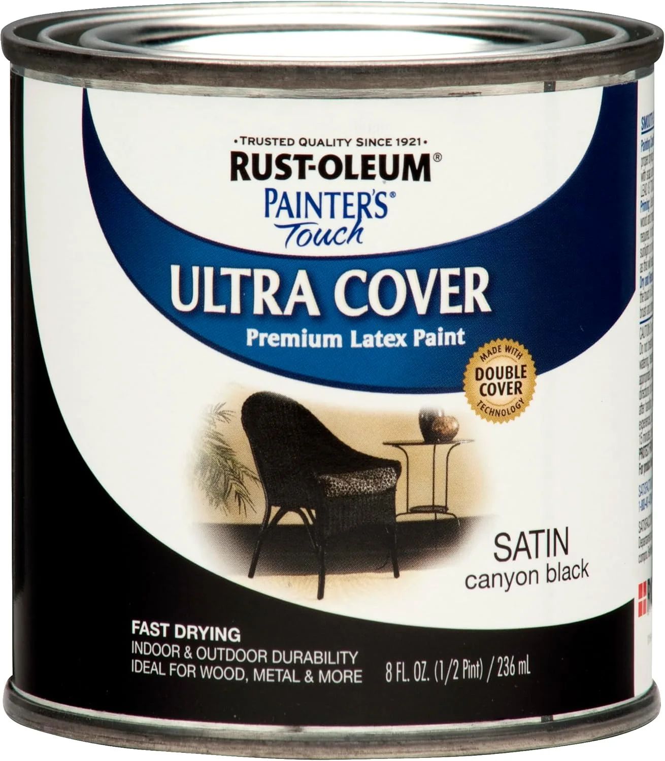 رنگ لاتکس Rust-Oleum 267249 Painter's Touch، نیم پینت، مشکی کنیون ساتن