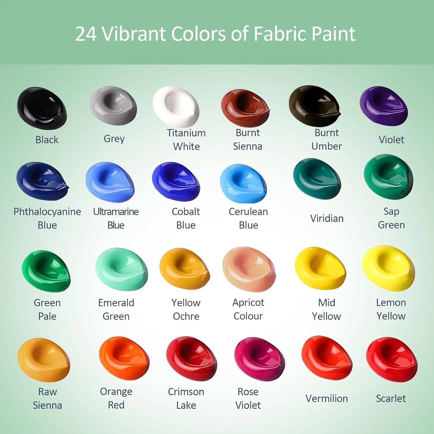 مجموعه رنگ اکریلیک INGUNAR | ۲۴ رنگ بطری ۶۰ میلی لیتری (۲ اونس) رنگ اکریلیک به همراه ۶ قلم مو و پالت | رنگ ثابت پس از شستشو با ماشین لباسشویی یا دست | ایده آل برای نقاشی روی کاغذ، چوب، پارچه، سرامیک و موارد دیگر.