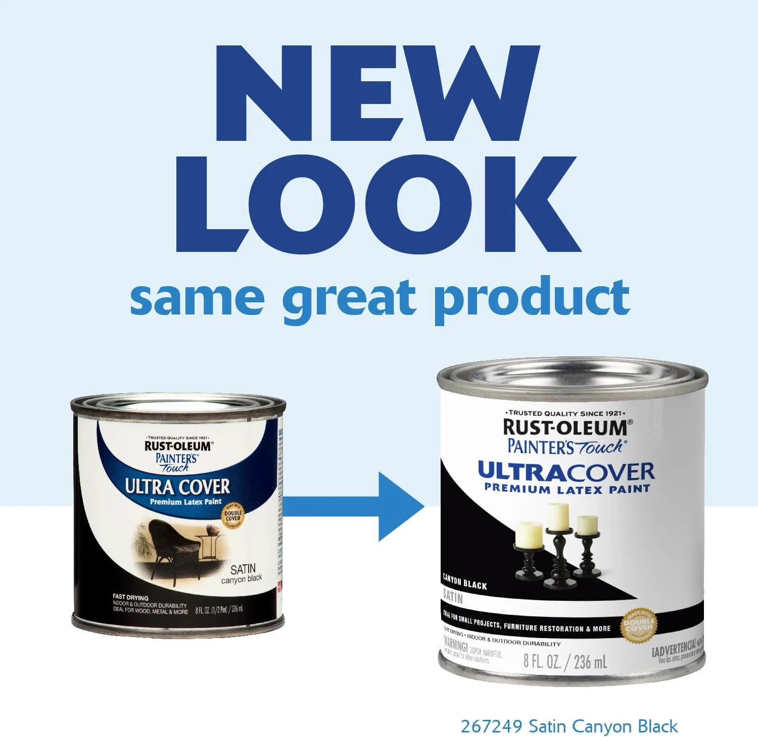 رنگ لاتکس Rust-Oleum 267249 Painter's Touch، نیم پینت، مشکی کنیون ساتن