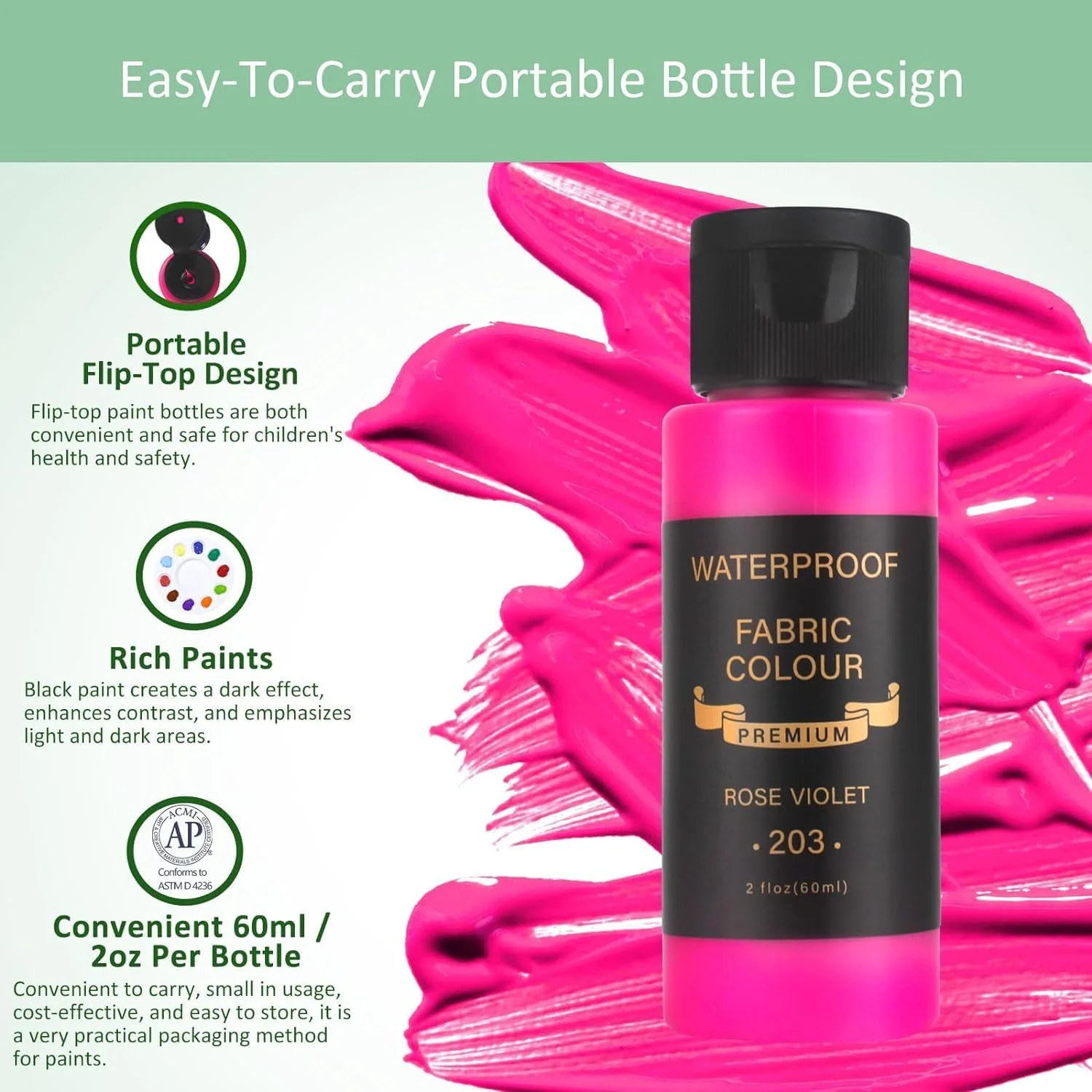 مجموعه رنگ اکریلیک INGUNAR | ۲۴ رنگ بطری ۶۰ میلی لیتری (۲ اونس) رنگ اکریلیک به همراه ۶ قلم مو و پالت | رنگ ثابت پس از شستشو با ماشین لباسشویی یا دست | ایده آل برای نقاشی روی کاغذ، چوب، پارچه، سرامیک و موارد دیگر.