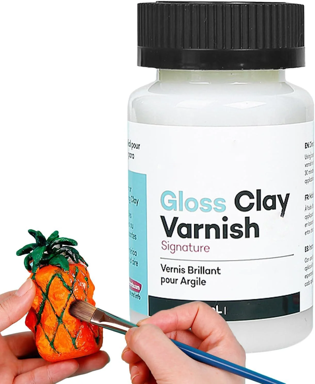 ورنی سفالی، لعاب خشک شونده در هوا، ورنی اکریلیک براق برای خاک رس خشک شونده در هوا، ورنی براق کننده خاک رس خشک شونده در هوا، لعاب براق کننده و پرداخت نهایی خشک شونده در هوا، ورنی براق کننده خاک رس، مهر و موم بادوام برای خاک رس خشک شونده در هوا