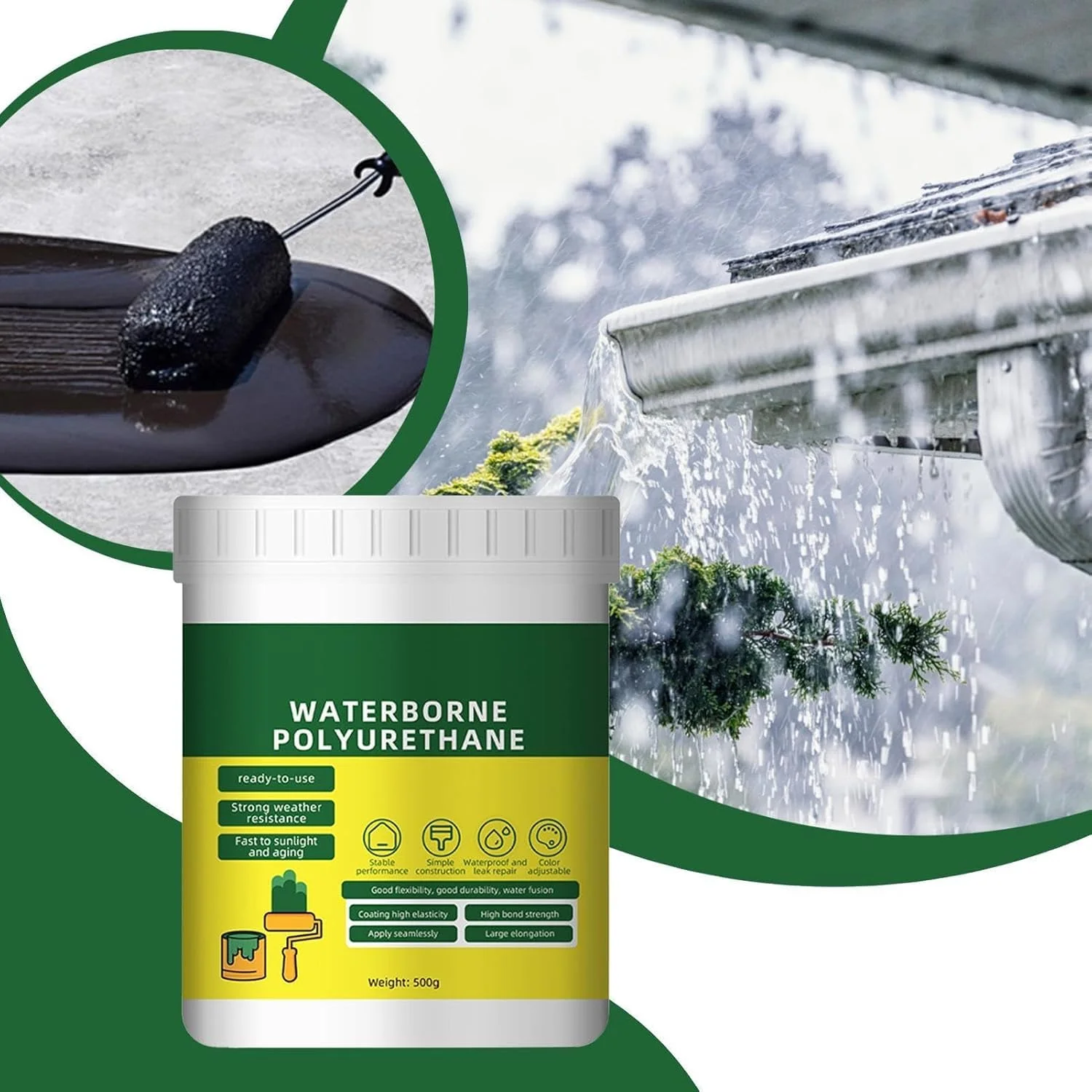 درزگیر ضد آب لاستیک مایع، پرکننده ترک سیمان با الاستیسیته بالا، پوشش چند منظوره ضد آب، چسب ضد آب، پوشش ضد آب داخلی و خارجی، 500 گرم