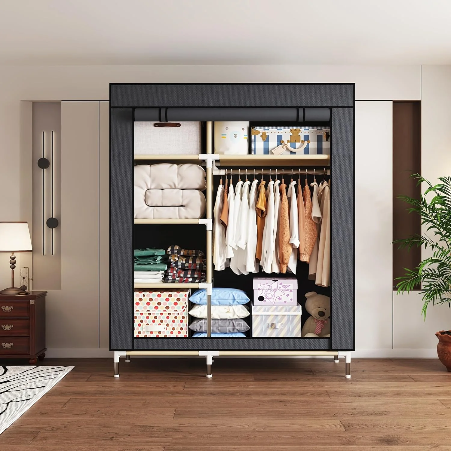 کمد لباس قابل حمل ArluKin، بادوام و آسان برای مونتاژ، رخت آویز سنگین با روکش پارچه ای نبافته، بهترین برای اتاق خواب و سازماندهی و نگهداری آسان (خاکستری-C) کمد لباس قابل حمل ArluKin، بادوام و آسان برای مونتاژ، رخت آویز سنگین با روکش پارچه ای نبافته، بهترین برای اتاق خواب و سازماندهی و نگهداری آسان (خاکستری-C)