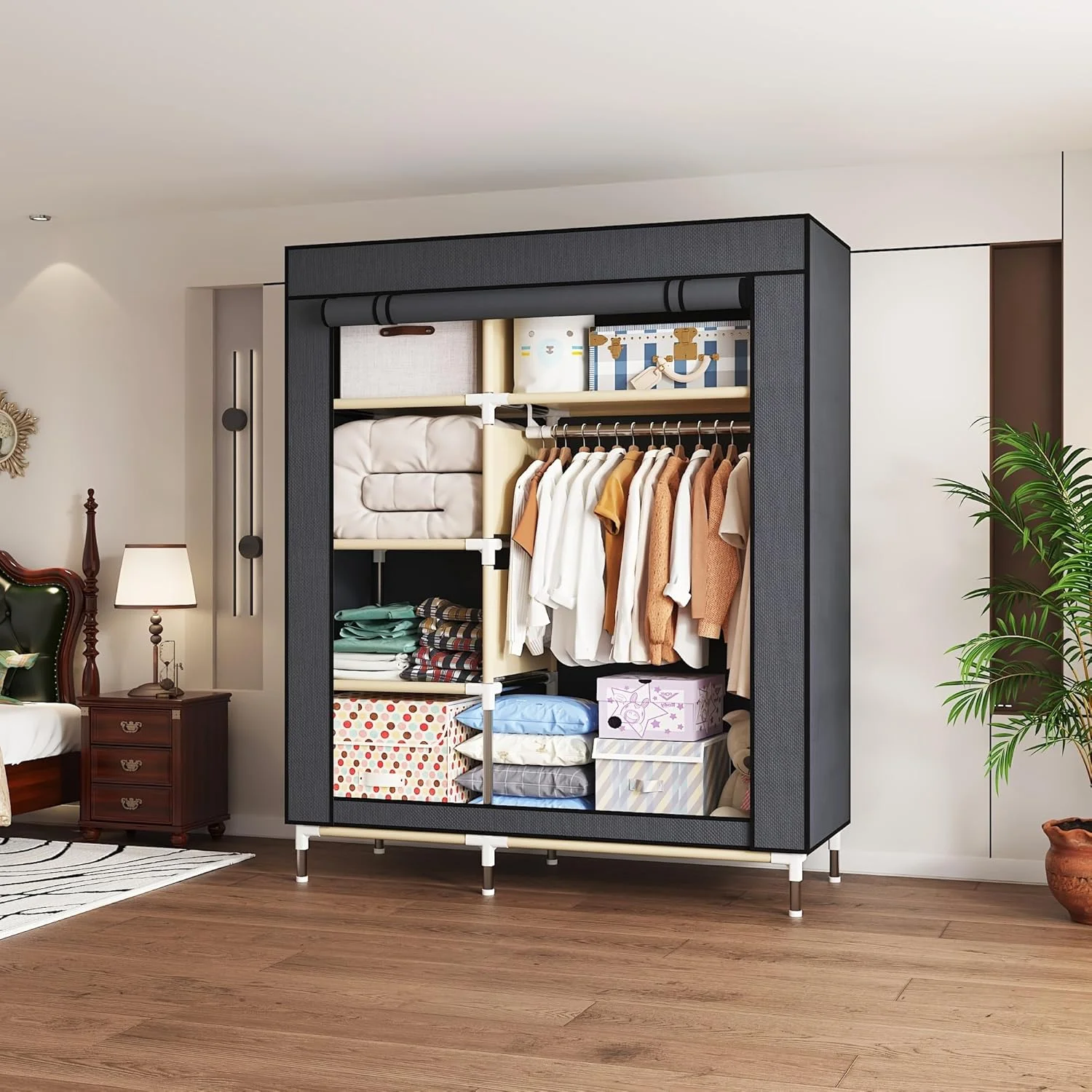 کمد لباس قابل حمل ArluKin، بادوام و آسان برای مونتاژ، رخت آویز سنگین با روکش پارچه ای نبافته، بهترین برای اتاق خواب و سازماندهی و نگهداری آسان (خاکستری-C) کمد لباس قابل حمل ArluKin، بادوام و آسان برای مونتاژ، رخت آویز سنگین با روکش پارچه ای نبافته، بهترین برای اتاق خواب و سازماندهی و نگهداری آسان (خاکستری-C)