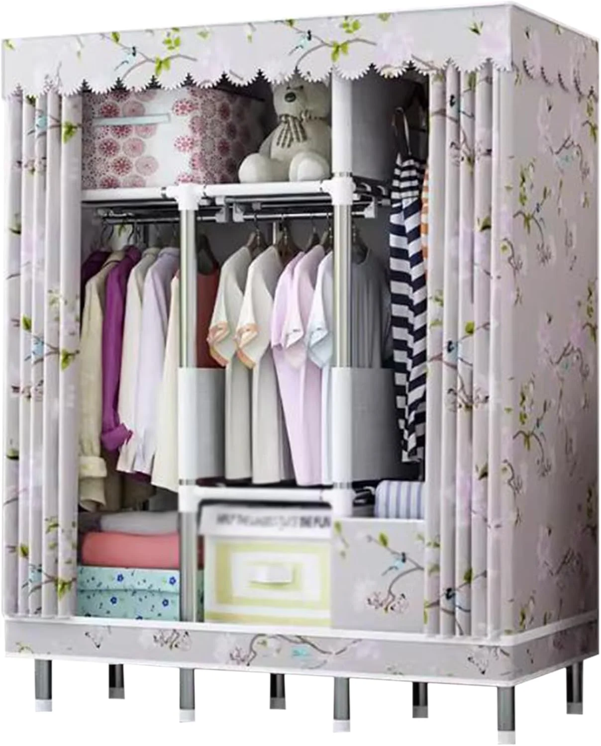کمد لباس مونتاژی، چارچوب فولادی، کمد لباس باز، کمد لباس مستقل، ظرفیت ذخیره سازی بزرگ برای اتاق لباس