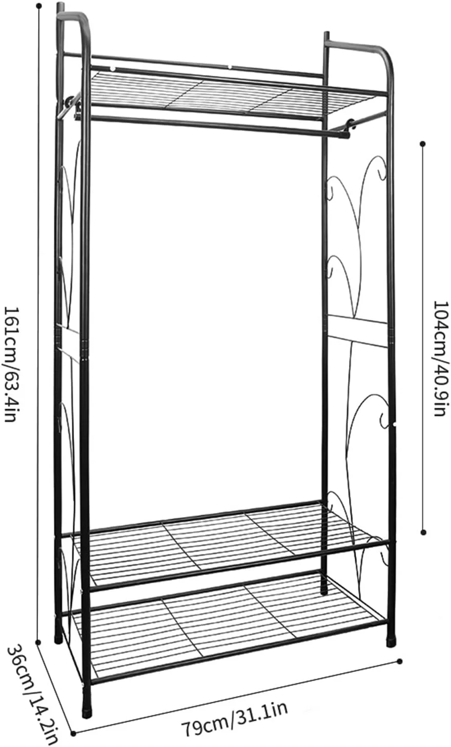 AQHCGS Wardrobe Wall Coat Rack Store Hanger Floor Shoe Rack Metal Clothes Wardrobes Stand for Furniture on Wheels Industrial Style Furniture