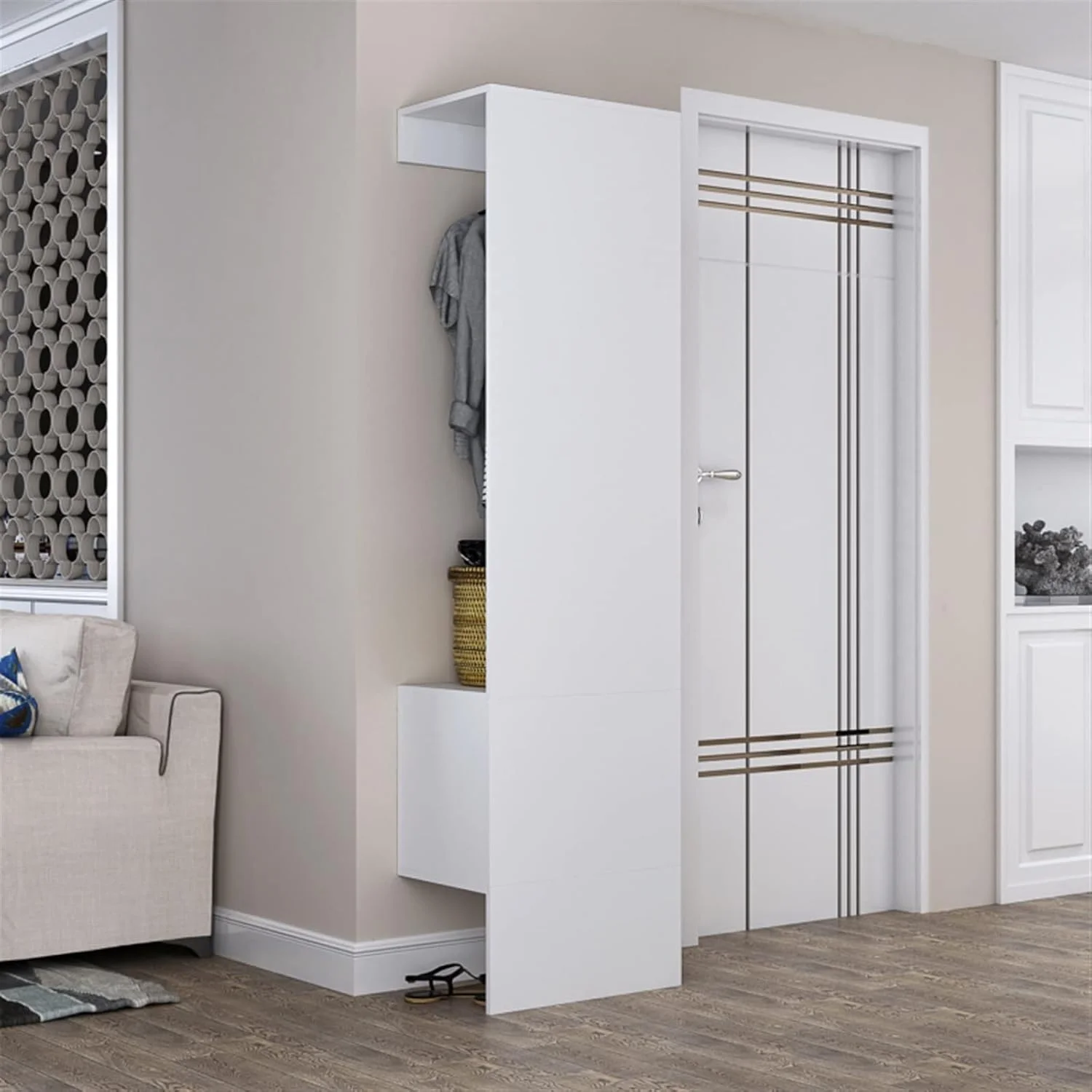 کمد لباس AQHCGS، کمد لباس باز با یک درب، سفید