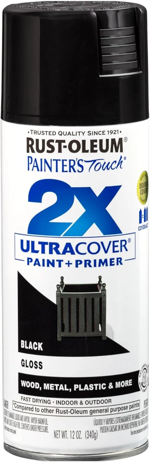 اسپری رنگ مشکی براق Rust-Oleum Painter’s Touch 249122 با پوشش فوق العاده، 340 گرم