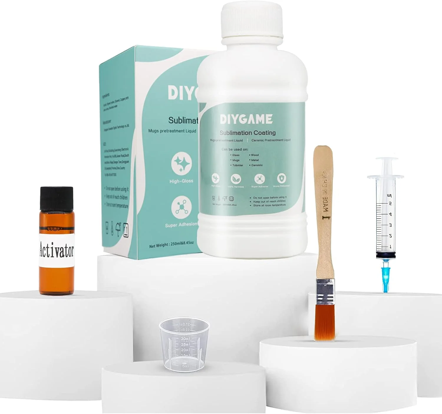 محلول پوشش سابلیمیشن SLANZVAL با حجم 250 میلی لیتر برای سرامیک، لیوان، قاب گوشی، فلز، چوب، شیشه، چرم، فلاسک، اسپری سابلیمیشن برای تمام سطوح سخت با روکش براق، ضد آب و چسبندگی فوق العاده