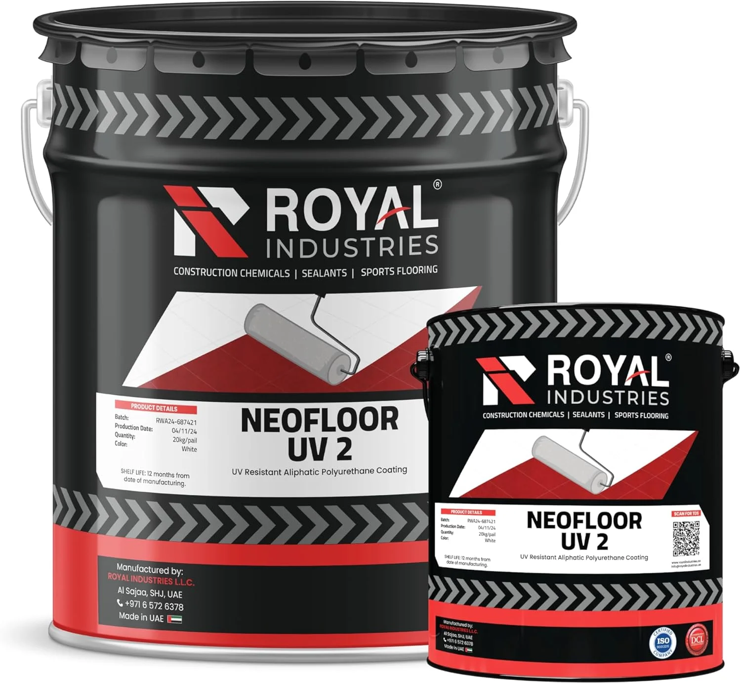 پوشش پلی یورتان آلیفاتیک مقاوم در برابر اشعه UV، سفید، 16 کیلوگرم، Neofloor UV 2 رویال اینداستریز