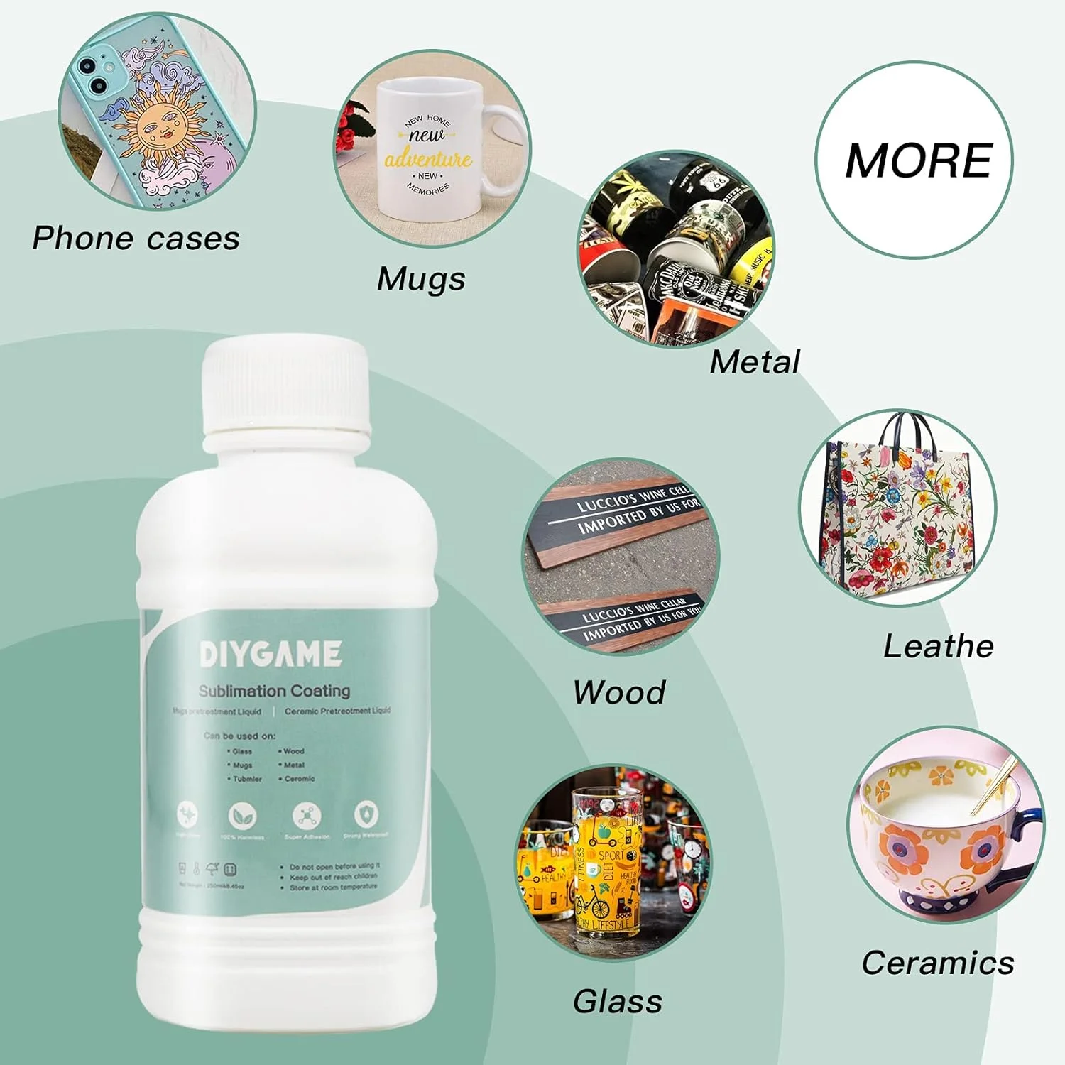 محلول پوشش سابلیمیشن SLANZVAL با حجم 250 میلی لیتر برای سرامیک، لیوان، قاب گوشی، فلز، چوب، شیشه، چرم، فلاسک، اسپری سابلیمیشن برای تمام سطوح سخت با روکش براق، ضد آب و چسبندگی فوق العاده