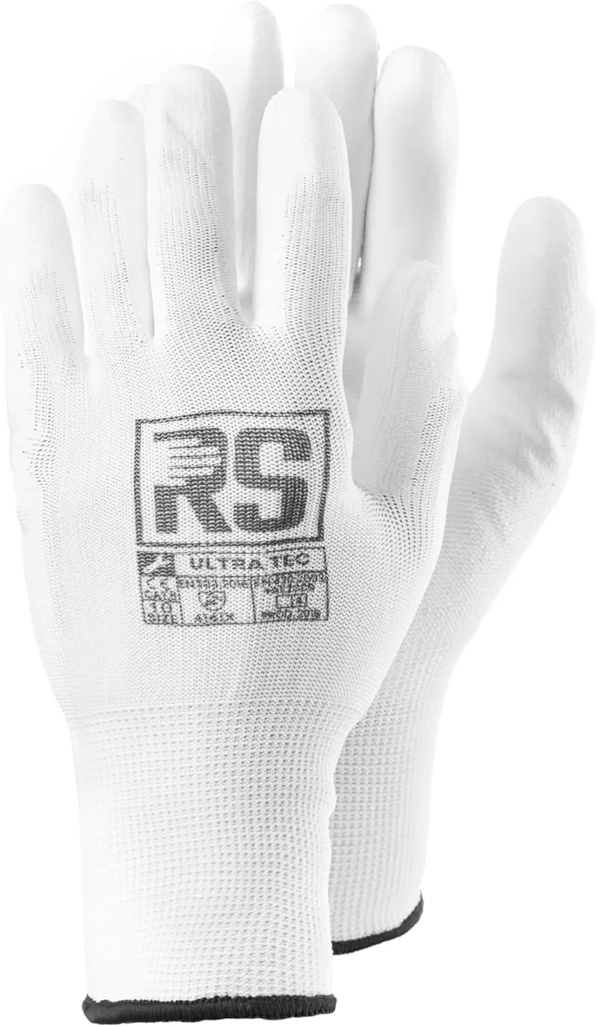 دستکش های مونتاژ RS ULTRA TEC، دستکش کار ساخته شده از نایلون و پلی یورتان، سایز 09، 12 جفت، سفید، دستکش های مونتاژ، دستکش نایلونی نرم با پوشش پلی یورتان