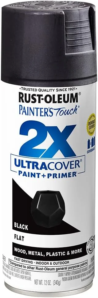 رنگ اسپری Rust-Oleum 249127 مدل Painter's Touch 2X Ultra Cover، حجم 340 گرم، مشکی مات