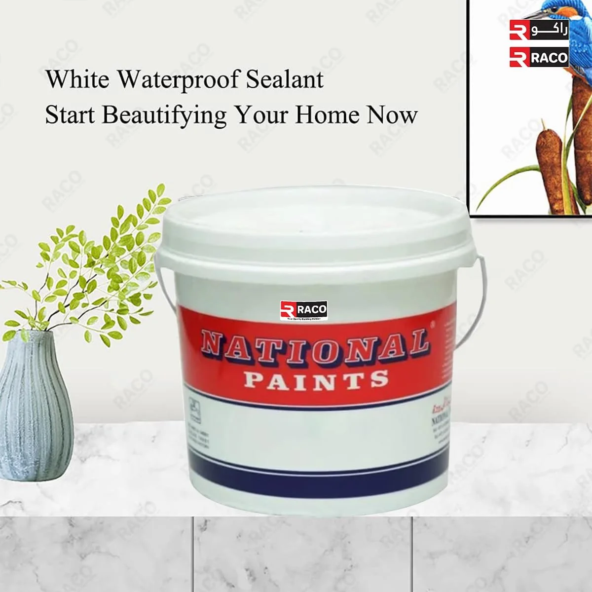 RACO National Pollydex | عایق رطوبتی مایع سفید برای سقف | پوشش ضد آب بر پایه آب برای فضای باز. (گالن (3.6 لیتر))