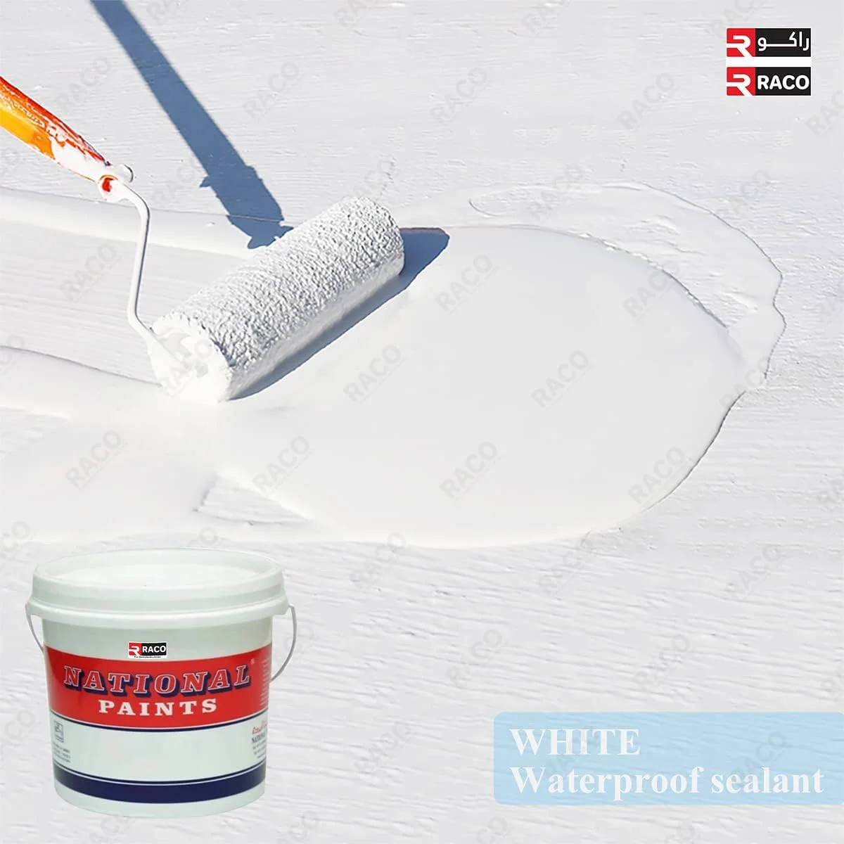 RACO National Pollydex | عایق رطوبتی مایع سفید برای سقف | پوشش ضد آب بر پایه آب برای فضای باز. (گالن (3.6 لیتر))