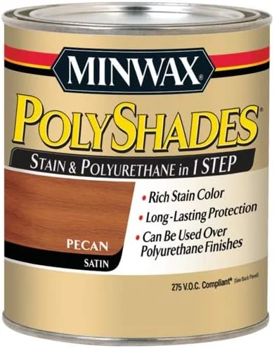 مین وکس Polyshades 219204444 - رنگ و پلی یورتان در یک مرحله، 275 VOC، 1/2 پینت، گردویی، ساتن