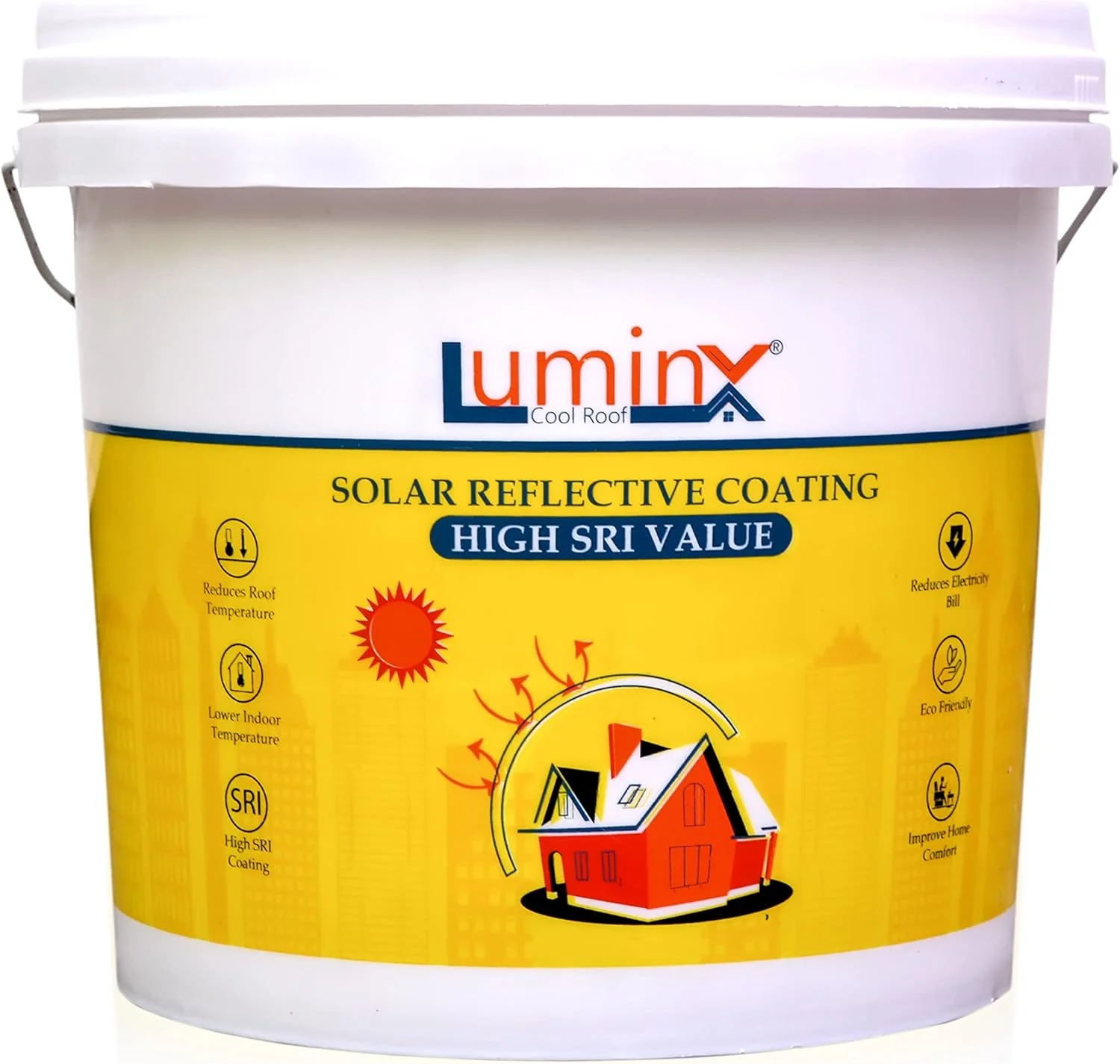 LuminX: پوشش بازتابنده خورشیدی سقف | سقف خنک تابستانی | رنگ مقاوم در برابر حرارت | SRI بالا (5 کیلوگرم، 150 فوت مربع)، سفید