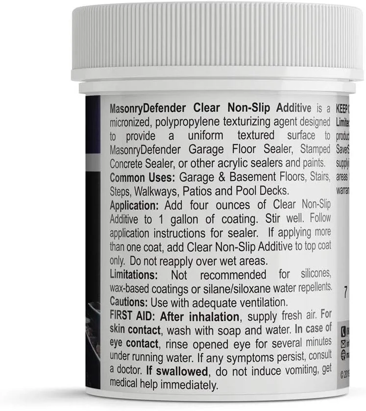 افزودنی ضد لغزش دانه ریز MasonryDefender برای سیلرها و رنگ های اکریلیک، 4 اونس برای 1 گالن - سطحی مقاوم در برابر لغزش ایجاد می کند