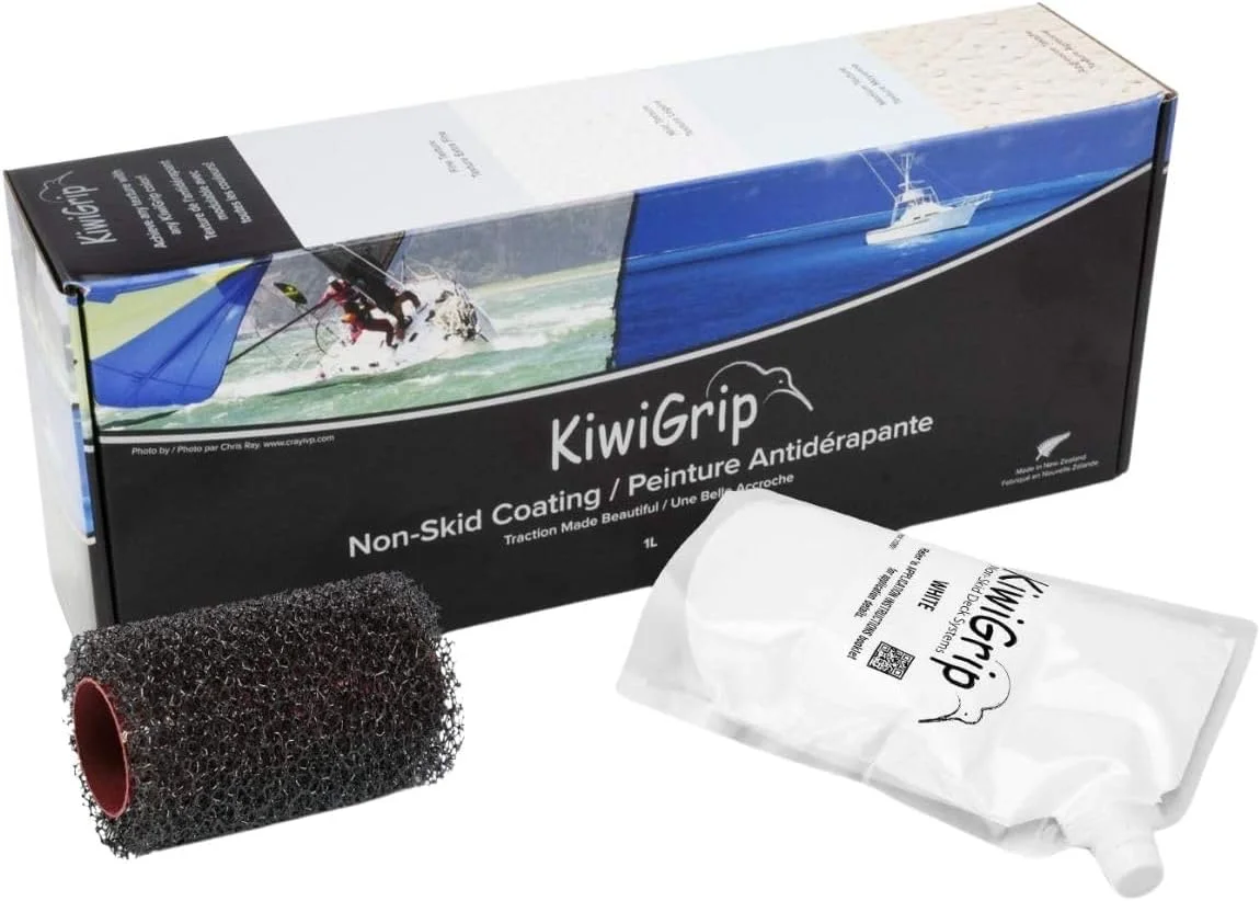 پوشش ضد لغزش KiwiGrip برای قایق ها، عرشه ها، رمپ ها یا پله ها - سفید، 1 لیتر - اکریلیک پایه آب برای چوب، فایبرگلاس، بتن، فلز - KG-1WP-R پوشش ضد لغزش KiwiGrip برای قایق ها، عرشه ها، رمپ ها یا پله ها - سفید، 1 لیتر - اکریلیک پایه آب برای چوب، فایبرگلاس، بتن، فلز - KG-1WP-R