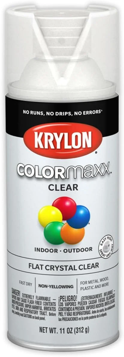 لاک اکریلیک شفاف Krylon K05547007 COLORmaxx برای استفاده در فضای داخلی/خارجی، کریستالی تخت، 311 گرم (بسته 1 عددی)