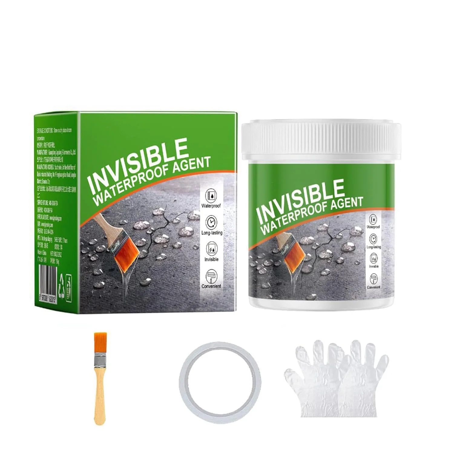 پوشش نامرئی ضد آب خانگی، درزگیر مایع برای استفاده در داخل و خارج از منزل، رنگ چسب ضد آب شفاف (150 گرم)