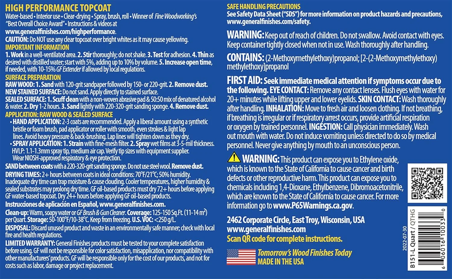 General Finishes High Performance Polyurethane top Coat - Clear Gloss 473ml