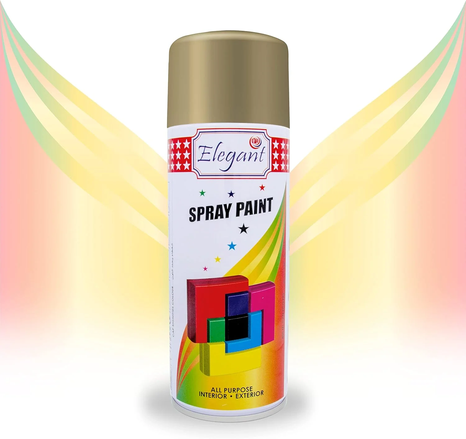 اسپری رنگ چند منظوره اِلِگانْت – کروم طلایی – 400 میلی لیتر – بسته 3 عددی (3 عدد 400 میلی لیتری) – رنگ خشک شونده سریع مناسب کارهای DIY – مقاوم در برابر تمام شرایط آب و هوایی – رنگ اکریلیک داخلی و خارجی