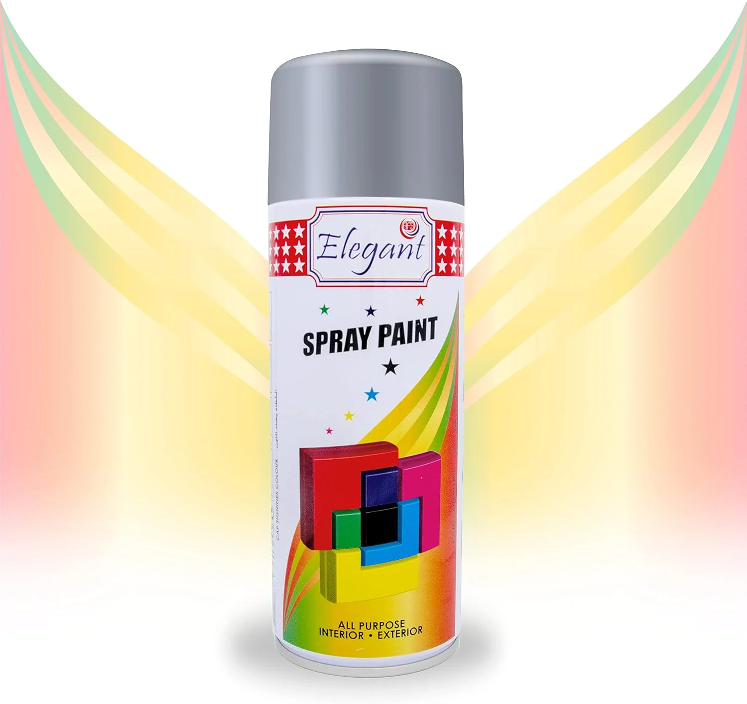 اسپری رنگ چند منظوره اِلِگانْت – نقره ای متالیک – 400 میلی لیتر – بسته 2 عددی، بسته دوقلو (2 عدد 400 میلی لیتری) – رنگ DIY با خشک شدن سریع – مقاوم در برابر تمام شرایط آب و هوایی – رنگ اکریلیک داخلی و خارجی