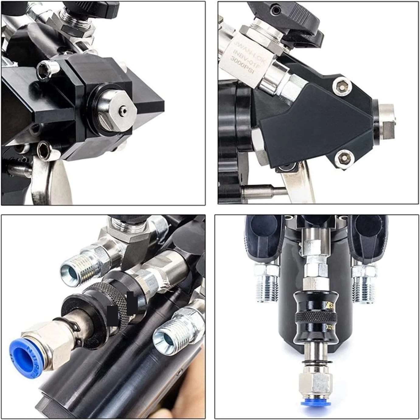 تفنگ فوم پاششی حرفه ای GZDodek مدل P2، تفنگ فوم پلی یورتان، تفنگ فوم پاششی پنوماتیک فشار قوی، حداکثر 35 مگاپاسکال، 1-12 کیلوگرم در دقیقه، 0.2-1.2 مگاپاسکال، 1.6 میلی متر