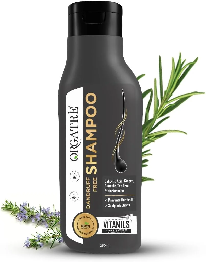شامپو ضد شوره ORGATRE - 250 میلی لیتر | روغن درخت چای، زنجبیل و رزماری | تسکین دهنده پوست سر و کاهش شوره | بدون خشکی | برای انواع مو | شامپو ضد شوره برای آقایان و بانوان