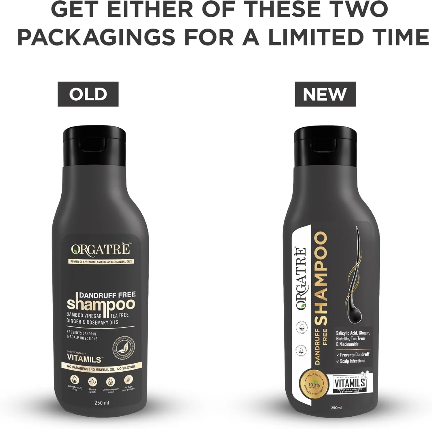 شامپو ضد شوره ORGATRE - 250 میلی لیتر | روغن درخت چای، زنجبیل و رزماری | تسکین دهنده پوست سر و کاهش شوره | بدون خشکی | برای انواع مو | شامپو ضد شوره برای آقایان و بانوان